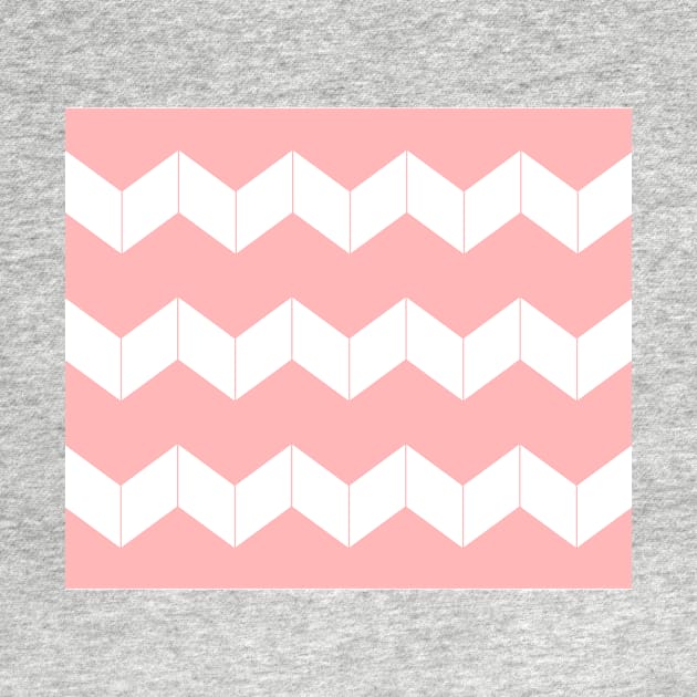 Abstract geometric pattern - zigzag - pink and white. by kerens